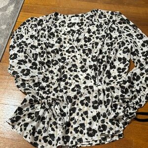 CAbi Monochrome Spotted Blouse